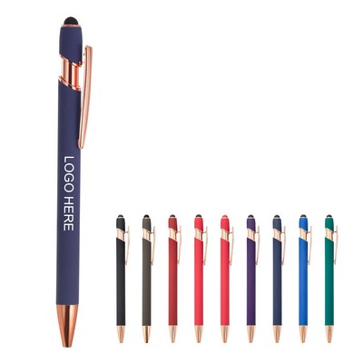 Metal Ballpoint Pen With Stylus Tip Rose Gold