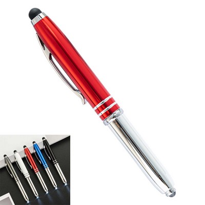 Ballpoint Pen with Stylus Tip and LED Flashlight