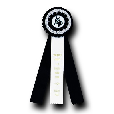 Custom Tri-Pleated Rosette Ribbon w/ 3 Streamers (4"x12")