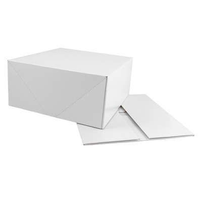 Blank 2 Piece High Gloss White Folding Gift Box (12"x12"x5.5")