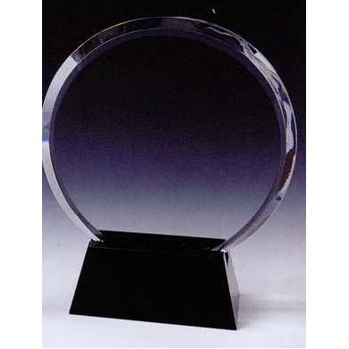 Black Optic Crystal Circle Award w/Base (8"x6½")