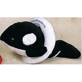 Laying Orca Whale Beanie Friends Stuffed Animal w/Swim Ring (8")