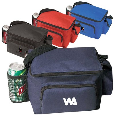 6 Pack Poly Cooler w/Bottle Holder & Cell Phone Pouch (9"x6½"x6")