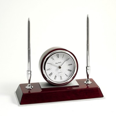 Desk Clock On Rosewood Base