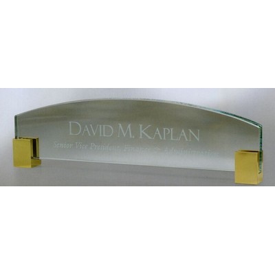 Jade Glass Name Plate w/ Chrome Corners