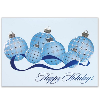 Classic-Raised Blue/ Silver Ornament Holiday Greeting Card