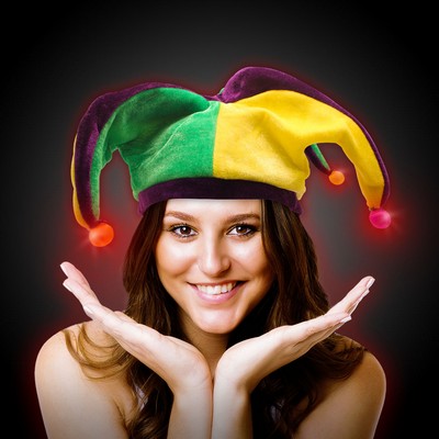 Light Up Mardi Gras Velvet Jester Hat