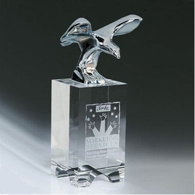 Chrome Plated Metal Eagle Optical Crystal Base (Sandblasted)