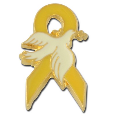 Dove on Yellow Ribbon Lapel Pin