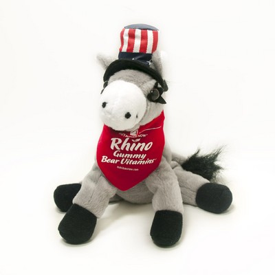 7" Donkey w/Demi Hat Stuffed Animal & Bandana w/One Color Imprint