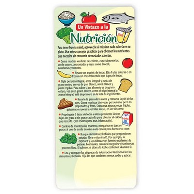 Nutrition At-A-Glance Glancer Card (Spanish Version)