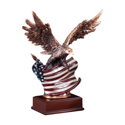 Eagle with Waving Flag Award 15 1/2" HEIGHT 11" WING SPAN