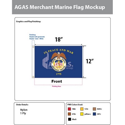 Merchant Marine Flags 12x18 inch