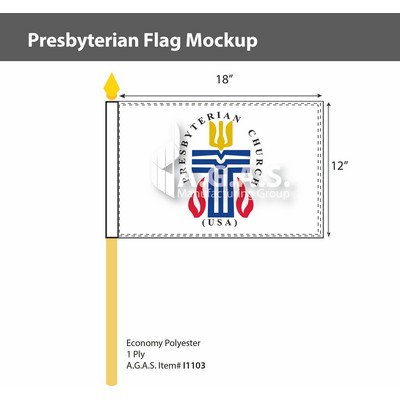 Presbyterian Stick Flags 12x18 inch