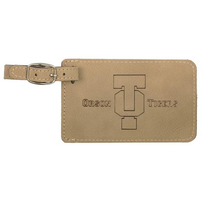 Luggage ID Tag - Light Brown, Leatherette