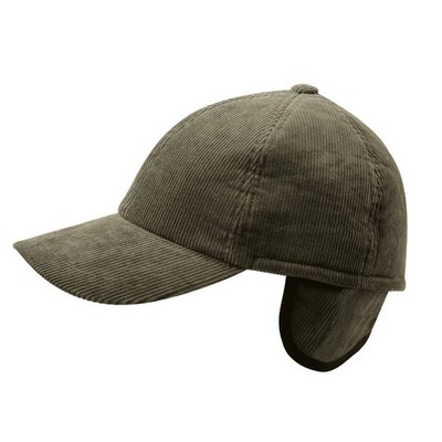 Men's Corduroy Winter Cap w/Warmer Flap