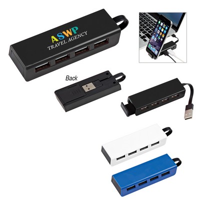 4-port Traveler Usb Hub With Phone Stand