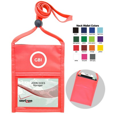 Red One Pocket Event Neck Wallet w/Printed 3/8" Lanyard