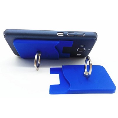 Silicone Phone Wallet w/Finger Ring Stand