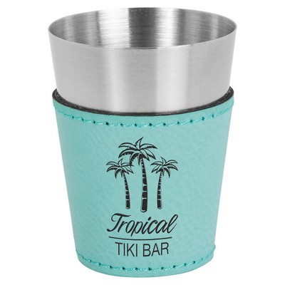 Shot Glass, Teal Faux Leather, 2 oz