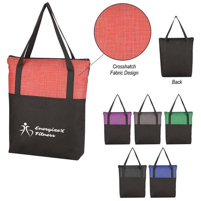 Crosshatch Non-Woven Zippered Tote Bag