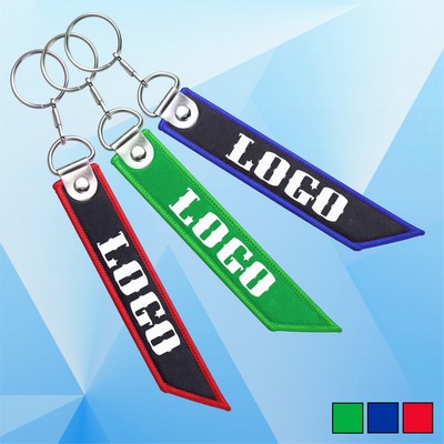 6'' x 1'' Bevel Edge Embroidered Keychain