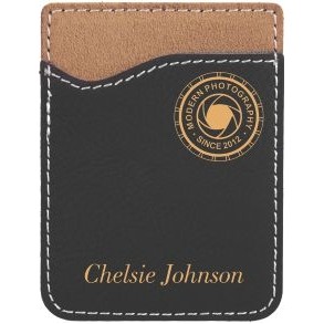 Black & Gold Leatherette Cell Phone Wallet