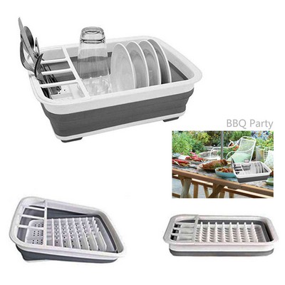 Collapsible Dish Drainer Dinnerware Organizer