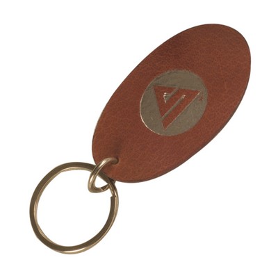 Small Oval Leather Key Tag (2.95"x1.57")