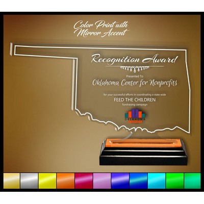 15" Oklahoma Clear Acrylic Award with Color Print and Mirror Accent