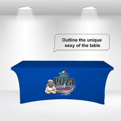 8' Stretch Table Covers with Open Back in Full Color Overall