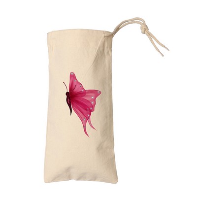 Natural Cotton Canvas Drawstring Wine Tote Bag - Full Color Transfer (6.25" x 13")