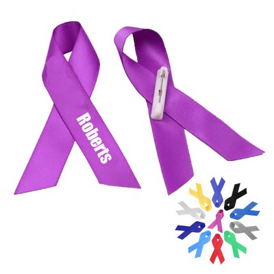 3 1/2" Imprinted Awareness Ribbon , Safety Pin (3/4" width)