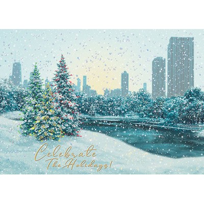 Snowy Chicago Skyline from Lincoln Park Greeting Card