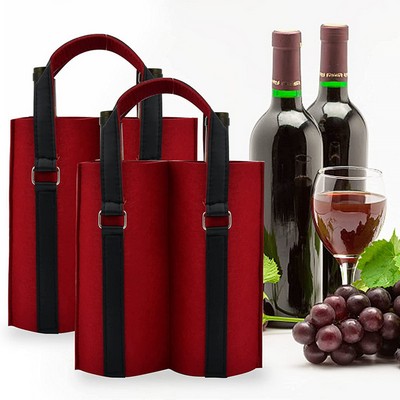 Felt 2 Bottle Wine Carrier Tote Gift Bags