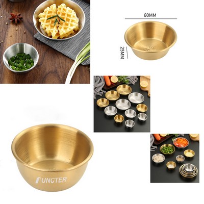 Gold Round 304 Stainless Steel Sauce Dishes Seasoning Dip Bowls Sauce Seasoning Plate 2.37"