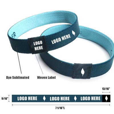 9/16"Wide Full Color Elastic Wristband w/ Woven Label