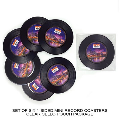 1-Sided Mini Record Coasters - Set of 6 - Clear Cello Pouch (No Imprint)