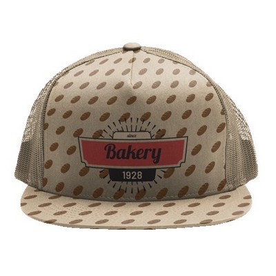 Sublimation 5 Panel Mesh Back Cap - High, Medium, Or Low Crown - Premium Poly Twill