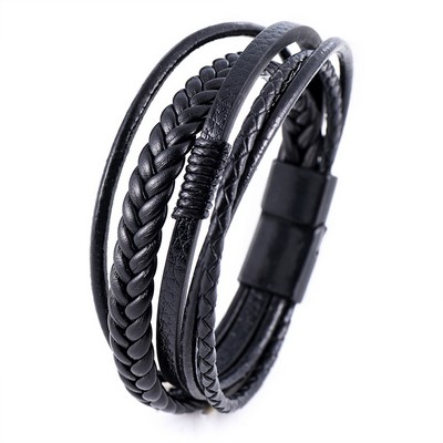 Men's Leather Multi-Strand Bracelet