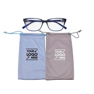 Mini Printed Eyeglasses Microfiber Drawstring Pouch