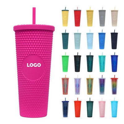 24oz Double-Layer Plastic Straw Cup Explosion Model Creative