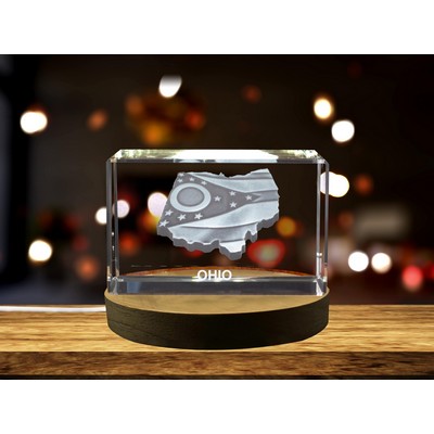 Ohio Map 3D Engraved Crystal 3D Engraved Crystal Keepsake/Gift/Decor/Collectible/Souvenir