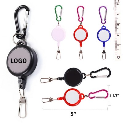 40" Round Plastic Retractable Measuring Tape w/Metal Carabiner Clip & Key Ring