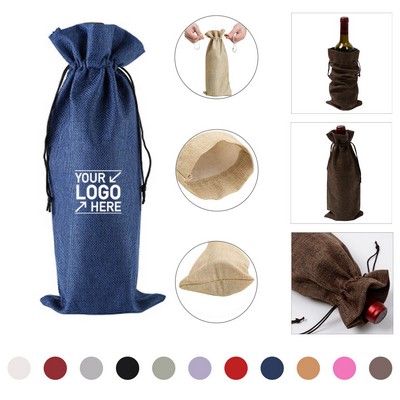 Champagne Burlap Packaging Drawstring Bag