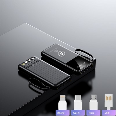 Power Bank 20000Mah With Built-In Cables