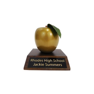 AGB - Golden Apple Trophy w/ American Walnut Base (Unimprinted)