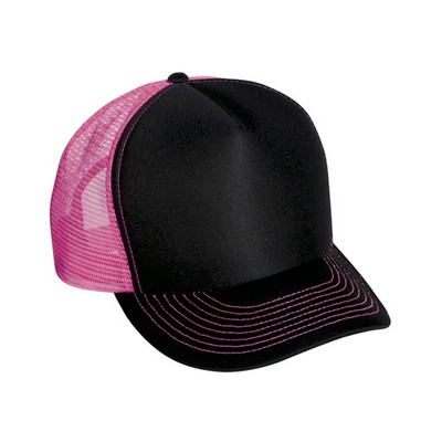 5 Panel Polyester Foam Front Cap W/ Mesh Back