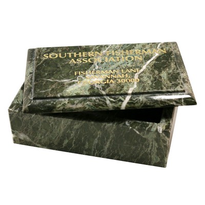 Jade Leaf Green Marble Business Card Box w/Lid