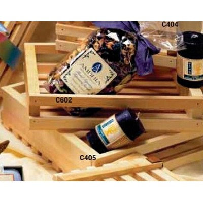 Wooden Slatted Gift Basket Crate (14"x8 1/2"x3 1/2")